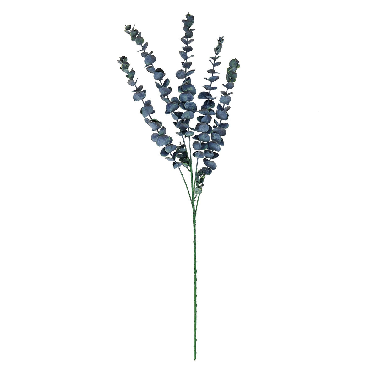 Darkface Leaf Artificial Foliage Stem on a white background, showing upright sprays of rounded dark leaves above a long green stalk.