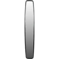 Front view of a tall narrow mirror with a dark rounded frame on a white background.