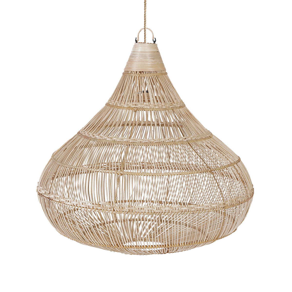 Drop Rattan Pendant Light – Natural, Large — front product view