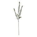 Full view of the Dustleaf Branch artificial foliage spray, with a long green stem and branching grey-green leaves against white.