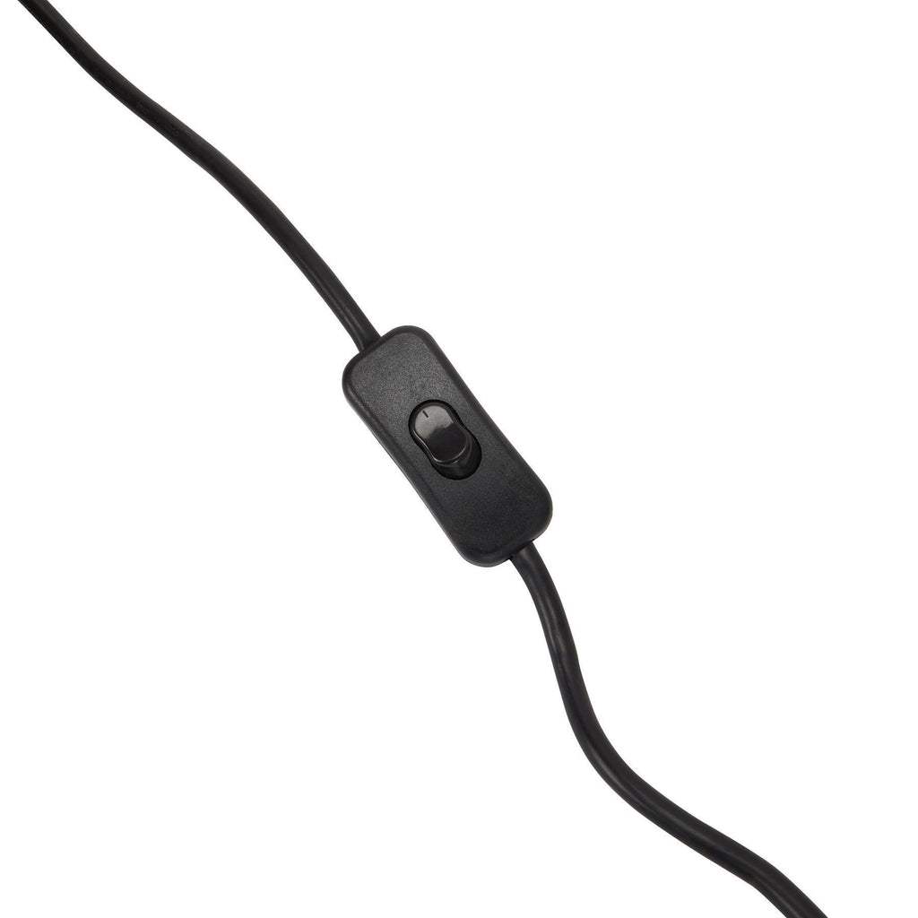 Black inline rocker switch on a curved black cord against a white background.