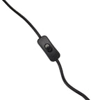 Black inline rocker switch on a curved black cord against a white background.