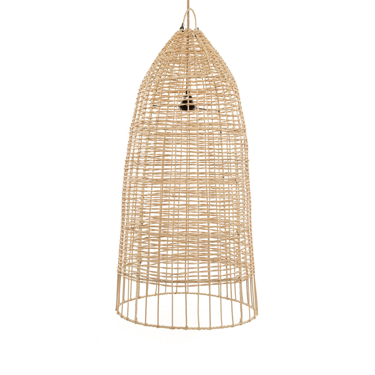 Elba Rattan Pendant Light – Natural, Large – front product view on a white background
