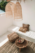Elba Rattan Pendant Light – Natural, Large – large and medium pendants in a bright interior