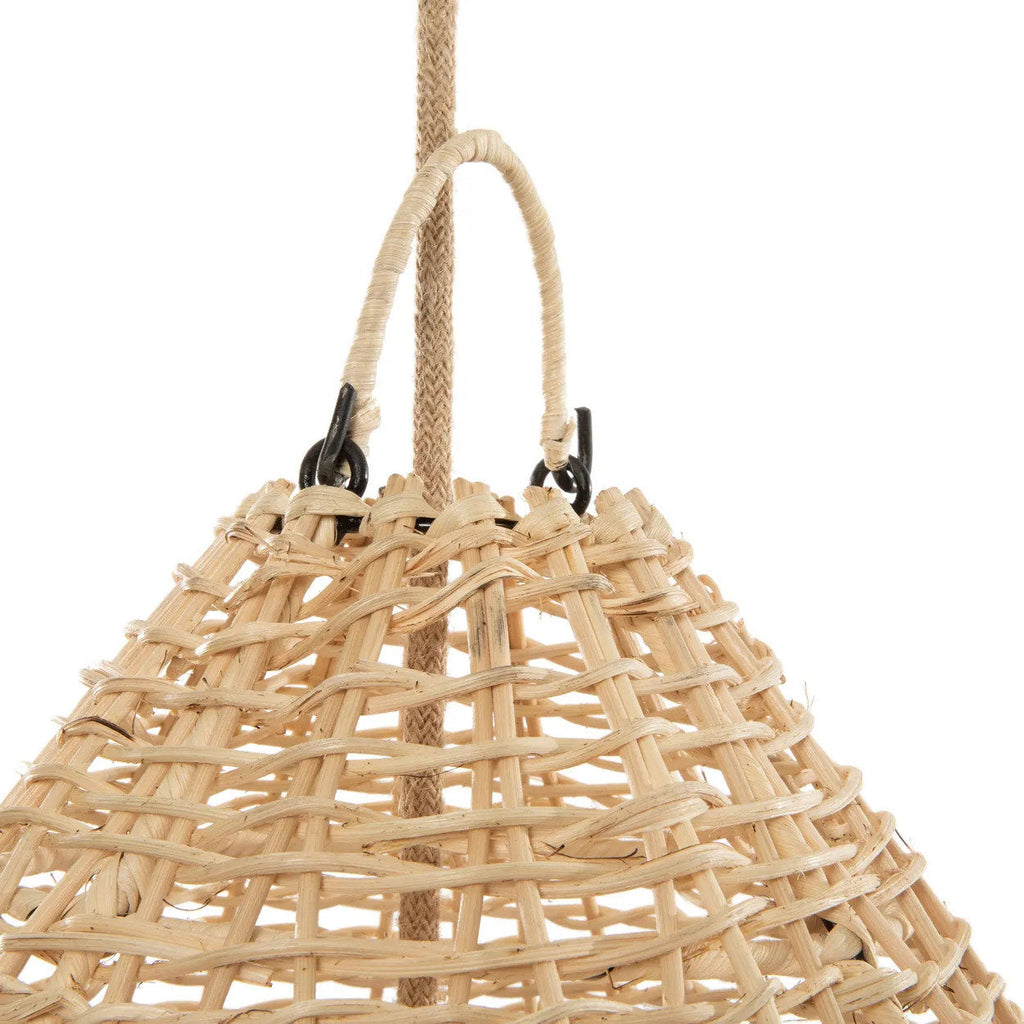 Elba Rattan Pendant Light – Natural, Large – upper hanging loop and rattan frame detail