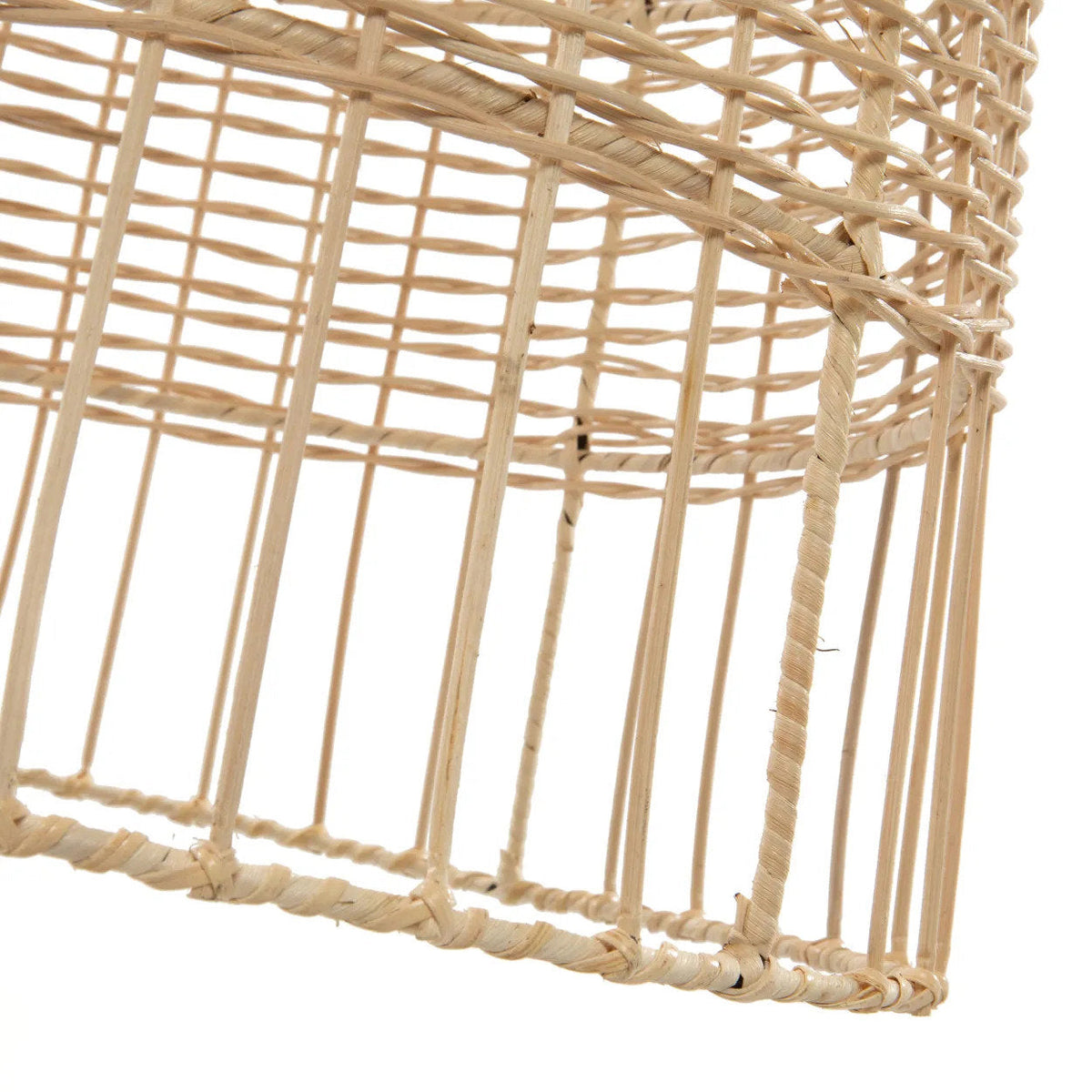Elba Rattan Pendant Light – Natural, Large – lower rim and open rattan weave close-up