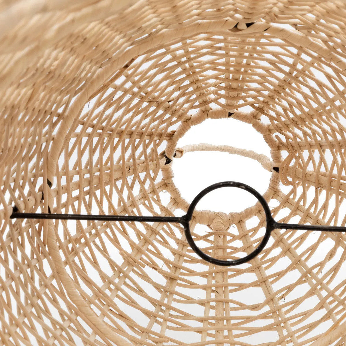 Elba Rattan Pendant Light – Natural, Large – underside frame and fitting detail