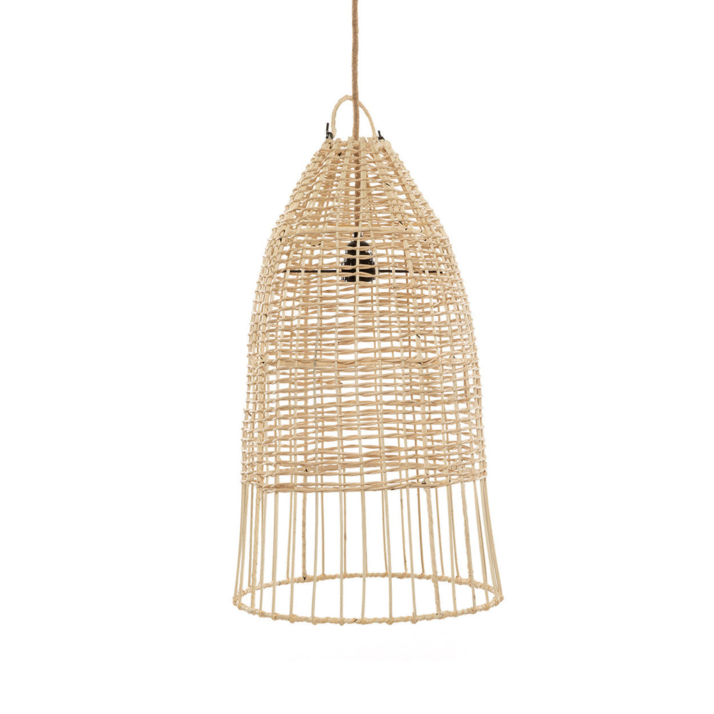 Elba Rattan Pendant Light – Natural, Medium – front product view on a white background