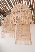 Elba Rattan Pendant Light – Natural, Medium – three-size pendant family view