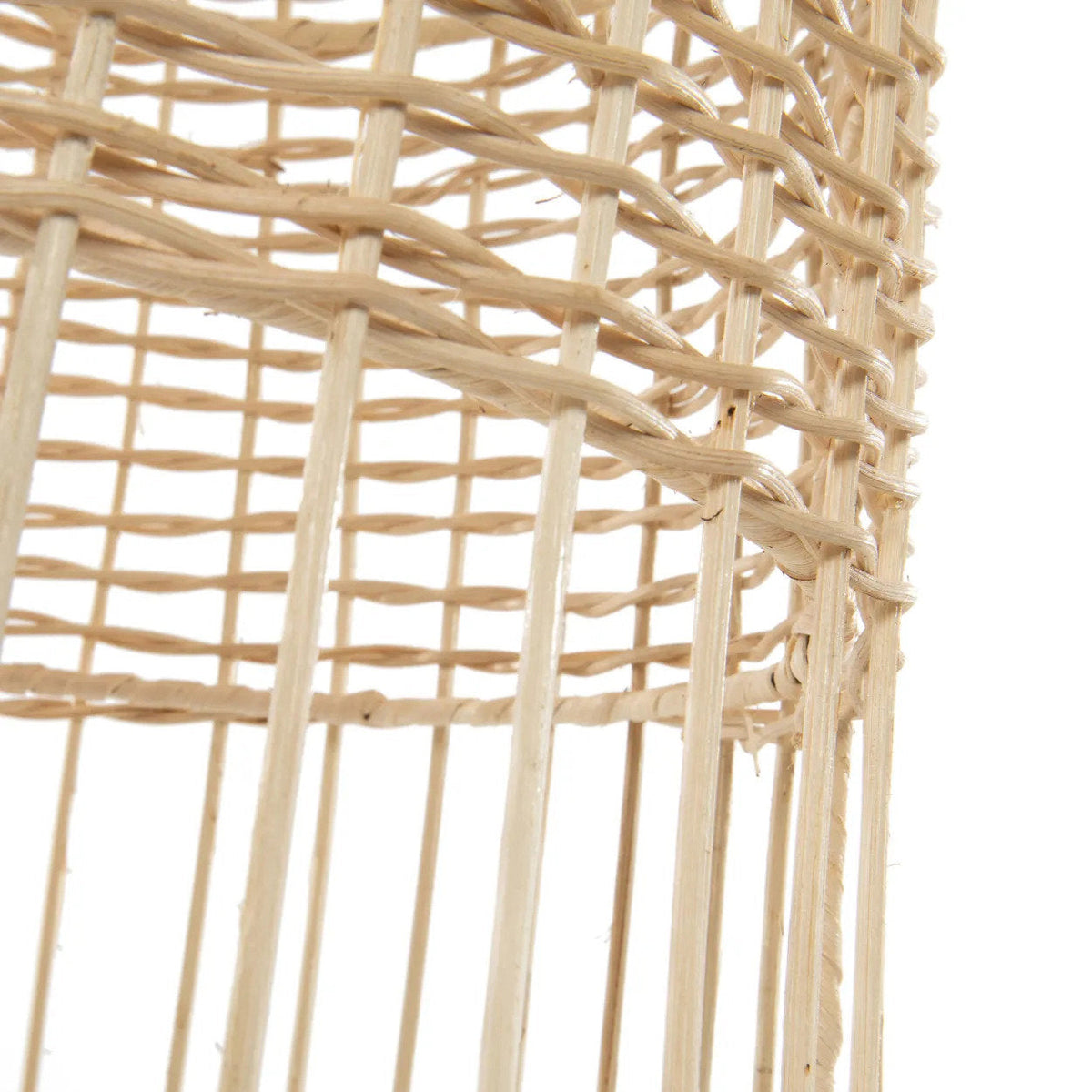 Elba Rattan Pendant Light – Natural, Medium – lower rim and open rattan weave close-up