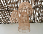 Elba Rattan Pendant Light – Natural, Medium – grouped pendant family beneath a timber ceiling