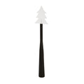 Front view of a dark wand with a translucent white fir-tree tip and three round buttons arranged vertically on the handle.