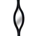 Angled close-up of one pointed mirror section showing the curved black border and reflective surface.