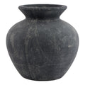 Flared Grey Vase shown in full against a white background, with a rounded dark grey body and wide flared rim.