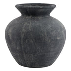 Flared Grey Vase shown in full against a white background, with a rounded dark grey body and wide flared rim.