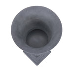 Overhead view into the grey urn, showing its wide circular opening and textured interior.