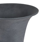 Close-up of the urn's flared rim and upper bowl, showing the fine-grained grey finish.