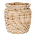 Flowgrain vase on a white background, showing its rounded body, narrowed neck and broad open rim with flowing brown markings.