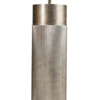 Close-up of the champagne-gold pedestal showing narrow vertical ridges beneath a smooth, mottled upper section.