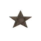 Folded Startray Candle Holder viewed from above, showing five pointed arms, a round central cup and a mottled grey-brown finish against white.
