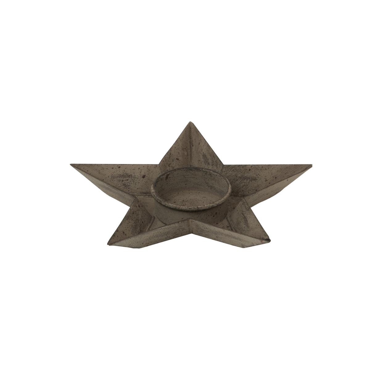 Angled view of the Folded Startray Candle Holder, showing its raised star edges, folded faces and the curved rim of the central cup.