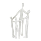 Off-white ornament of four elongated, faceless figures joined by their outstretched arms, shown in full against a white background.