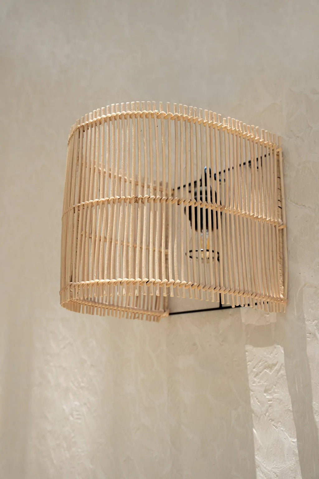 Gigi Rattan Wall Applique – Natural, Small – wall-mounted side view