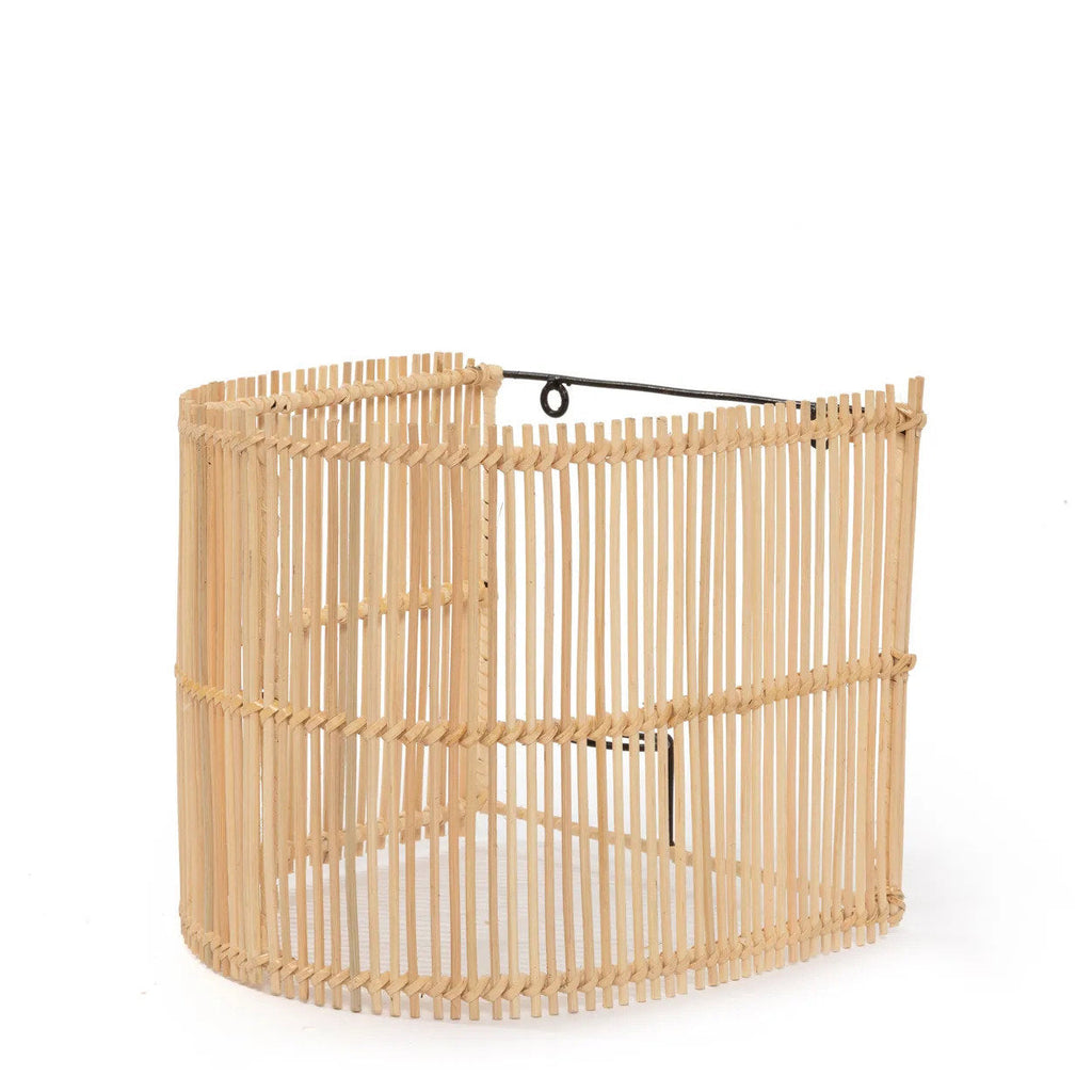 Gigi Rattan Wall Applique – Natural, Small – rear and side construction view on a white background