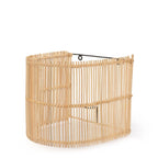 Gigi Rattan Wall Applique – Natural, Small – rear and side construction view on a white background
