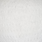 Detail of the vase's granular off-white exterior, with fine grey speckles and shallow uneven vertical markings.