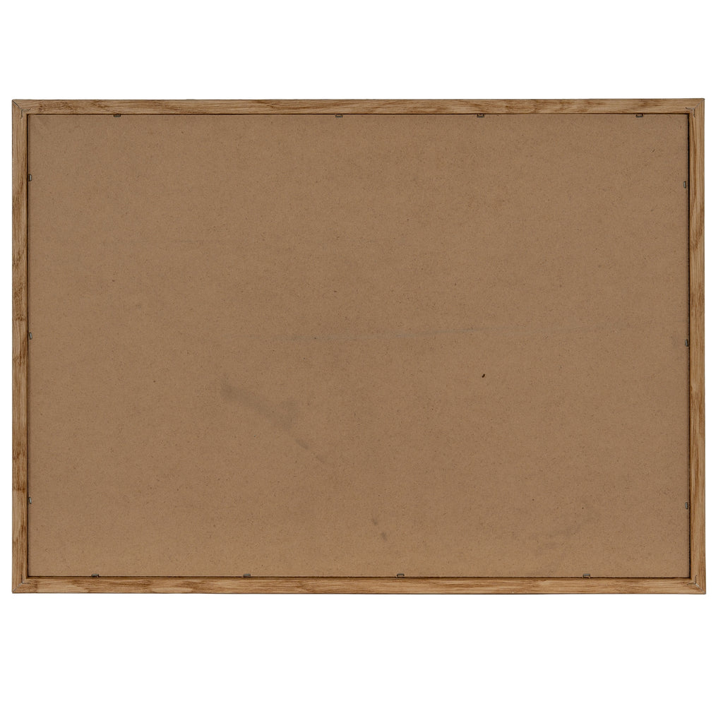 Underside of the rectangular tray, with a plain brown panel, wood-tone border and small visible fasteners.