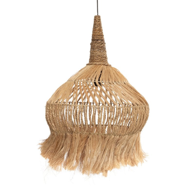 Hippy Tipi Abaca Pendant Light – Natural, Large — front suspended product view