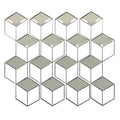 Four honeycomb mirror panels arranged side by side, with grey open frames and mirrored diamonds forming a repeating cube pattern.