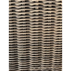 Close-up of grey-beige horizontal woven strands crossing a finer vertical grid, showing subtle variations in colour and texture.