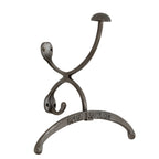 Opposite angled view of the HOTEL de PARIS garment hanger, revealing the short lower hook beneath the long upward hook and its half-dome cap.