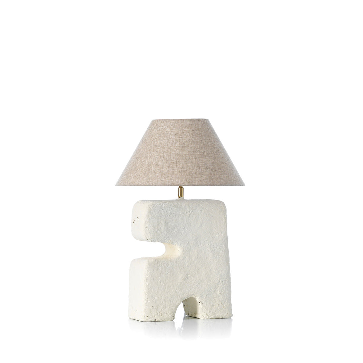 L’Objet Papier-Mâché Table Lamp – White, Medium — front product view