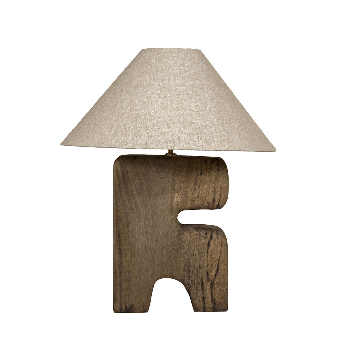 L’Objet Wooden Table Lamp – Brown, Large — front product view