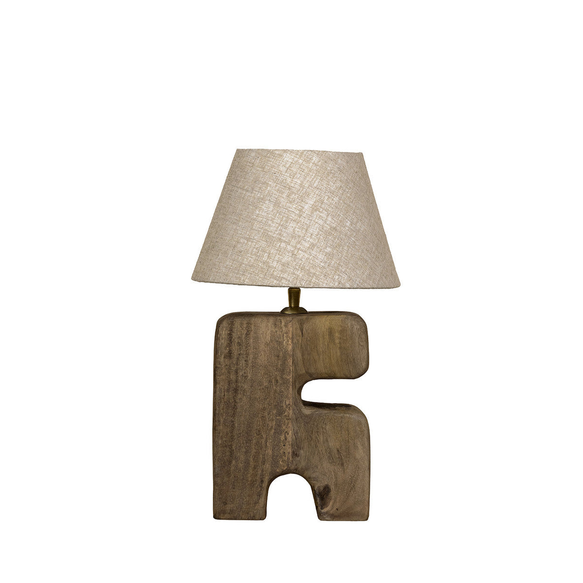 L’Objet Wooden Table Lamp – Brown, Small — front product view
