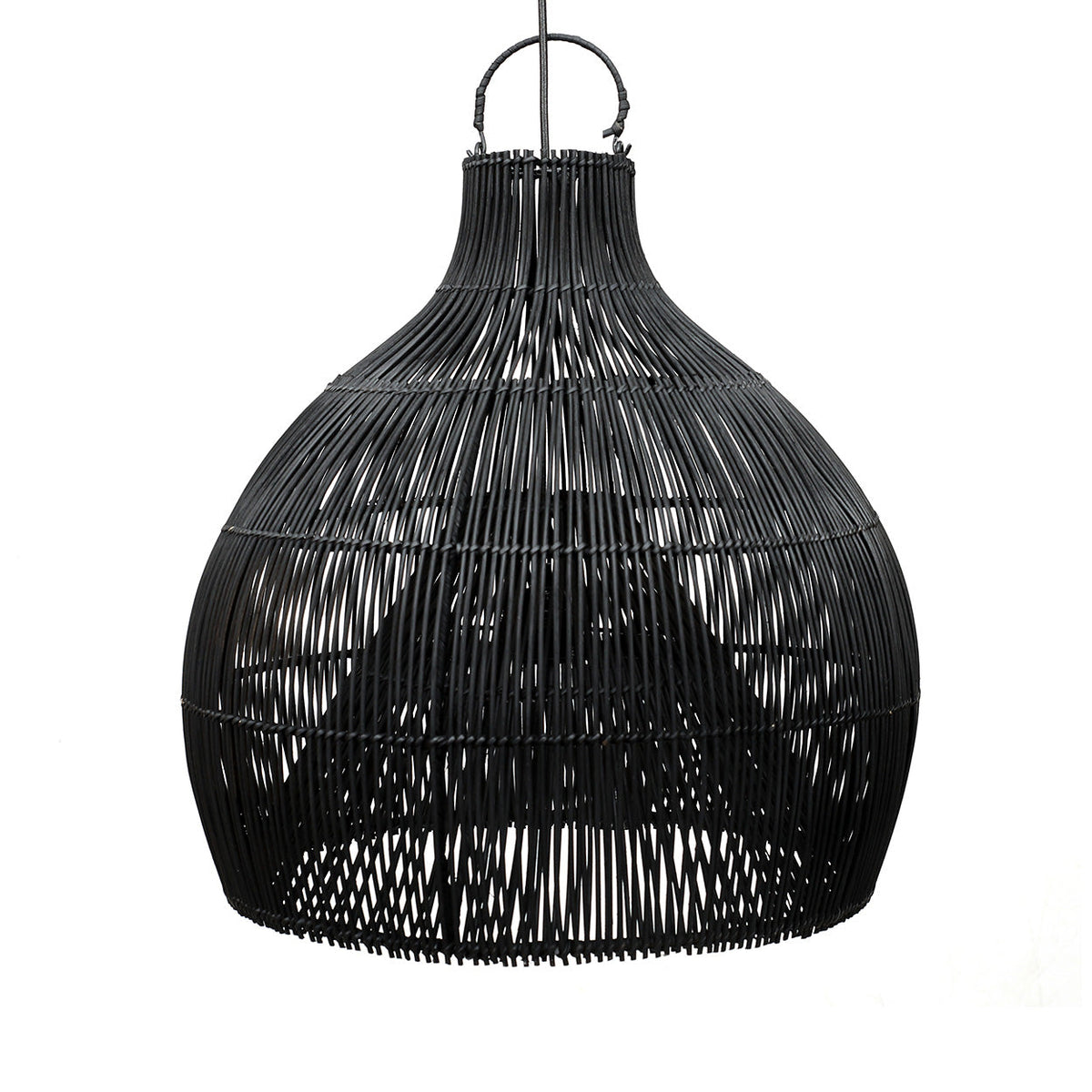 Lobster Trap Rattan Pendant Light – Black, Large – product view