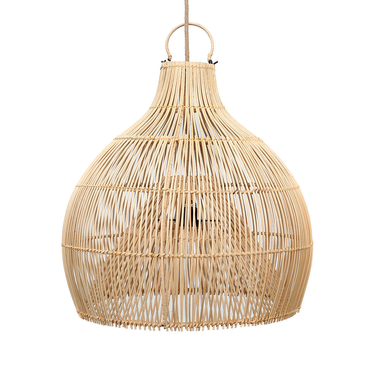 Lobster Trap Rattan Pendant Light – Natural, Large — front product view