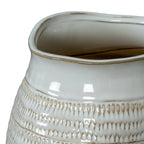 Close view into the vase opening, showing the curved rim, beige edging and glossy smooth upper band.