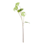 Full artificial viburnum spray against white, with pale-green flower clusters on branching stems and a long brown-green lower stem.