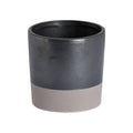 Lowband Planter with slightly tapered sides, a dark metallic-grey upper body and pale lower band, viewed from above the rim on a white background.