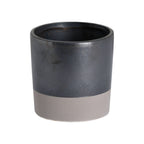 Lowband Planter with slightly tapered sides, a dark metallic-grey upper body and pale lower band, viewed from above the rim on a white background.