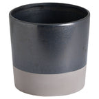 Lowband planter viewed slightly from above, showing its open round rim, dark grey body and pale lower band.