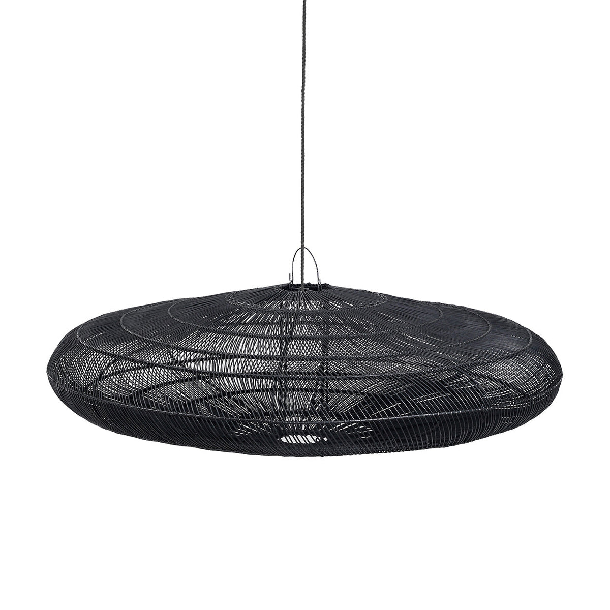 Macaron Rattan Pendant Light – Black, Extra Large – product view