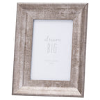 Full front view of the Mitred Rub Photo Frame with a broad silver-grey distressed border and a white placeholder reading dream big.