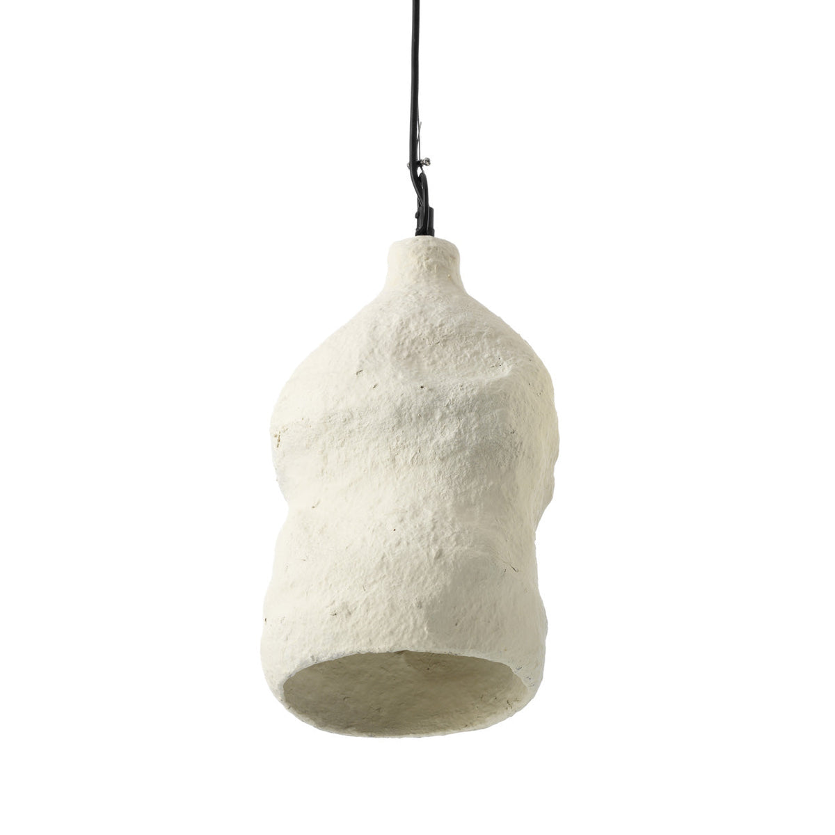 Moloko Papier-Mâché Pendant Light – White, Small — side profile