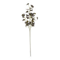 Full artificial foliage stem on white, with a long green-brown stalk and branching sprays of dark mottled leaves.
