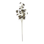 Full artificial foliage stem on white, with a long green-brown stalk and branching sprays of dark mottled leaves.